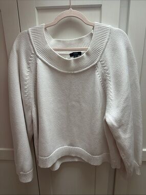 J. Crew relaxed white Wide-Rib boat neck  Beach Sweater NWOT